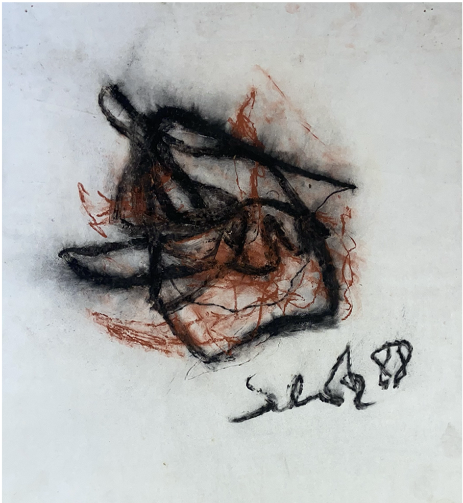 abstrakte frühe zeichnung hubert schatz