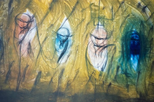 Naturgeister Malerei mit wasserfarben öl und kohle hubert schatz